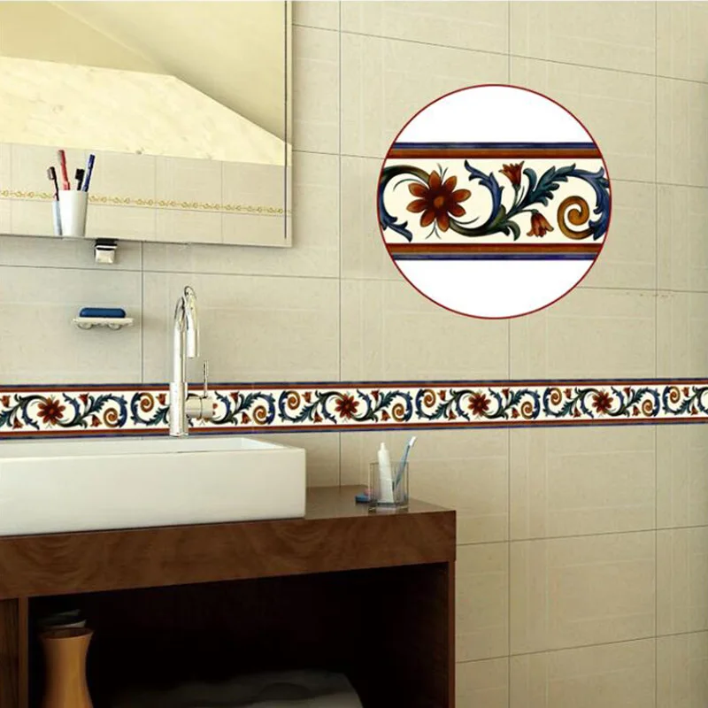 

10M PVC Self Adhesive Waist Line Wallpaper Borders Wall Sticker Waterproof Wall Paste Bathroom Wall Decor Frame Skirting Line