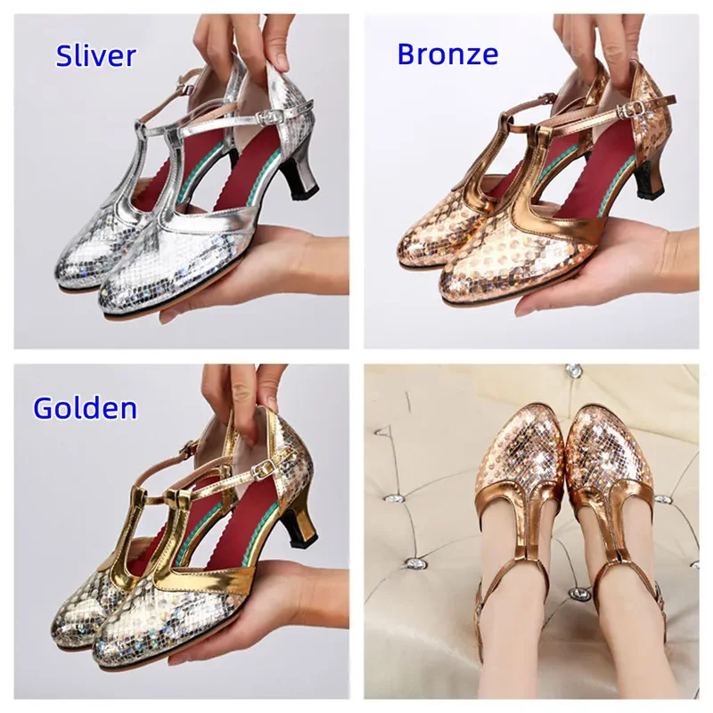 Brand New Dance Shoes for Woman T Strap Closed Toe Modern Dance Shoes Ladies Salsa Ballroom Tango Latin Shoes Sandalias De Mujer