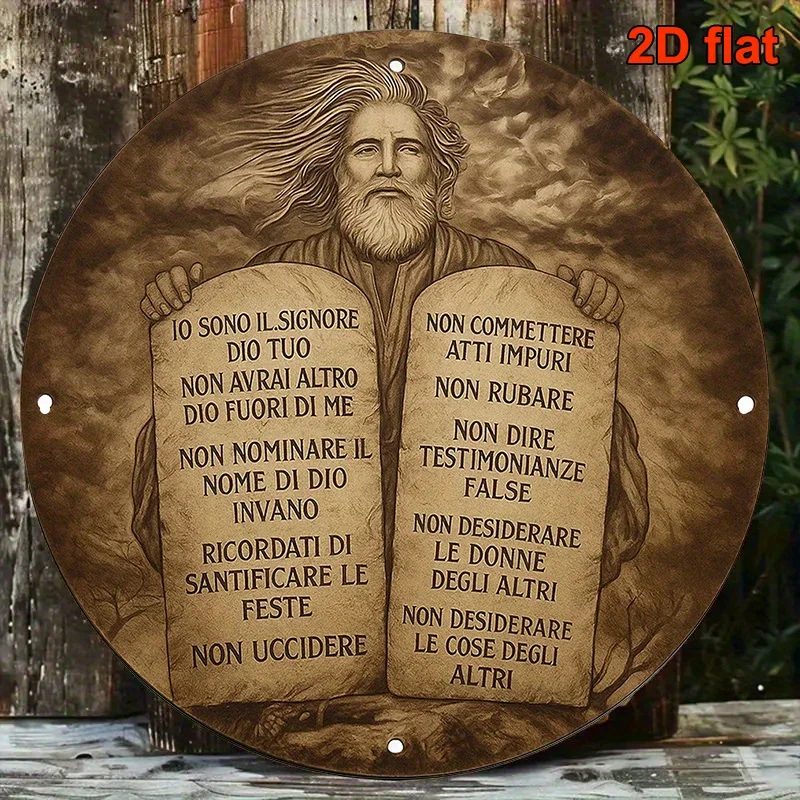 CIFBUY Rustic Italian Moses 10 Commandments Metal Wall Art Weatherproof Durable Alloy Decor for Home Church Office view 3