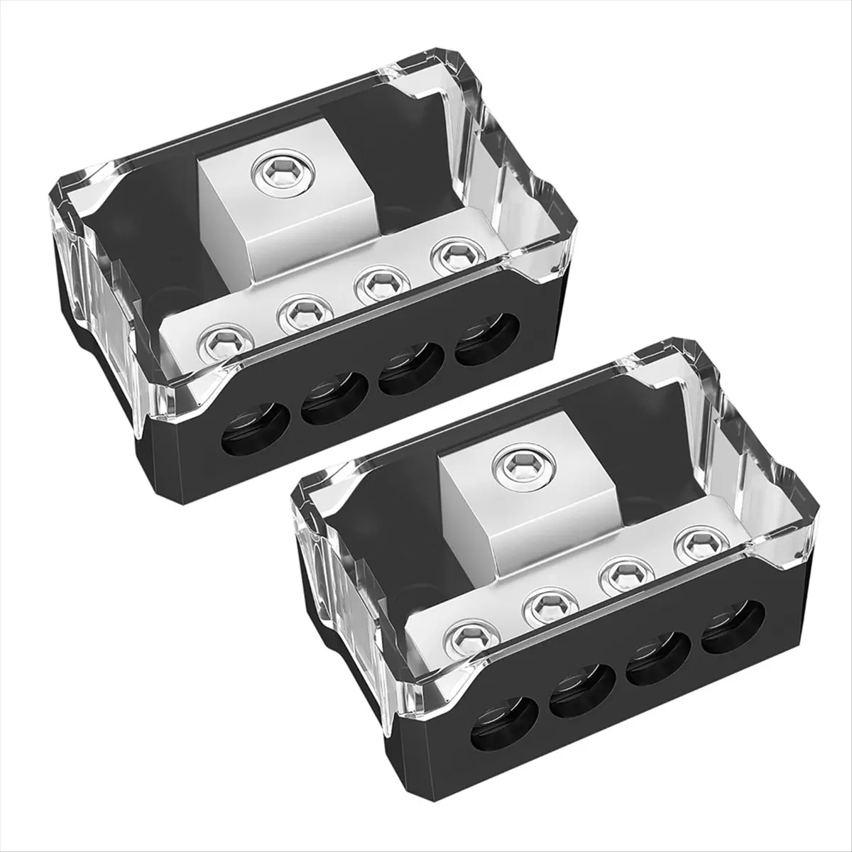 【Limited Offer】4 Way Power Distribution Block Car Audio 0/2/4 Gauge Input 4/8/10 Gauge Output Amp Ground Distribution Block 2pcs