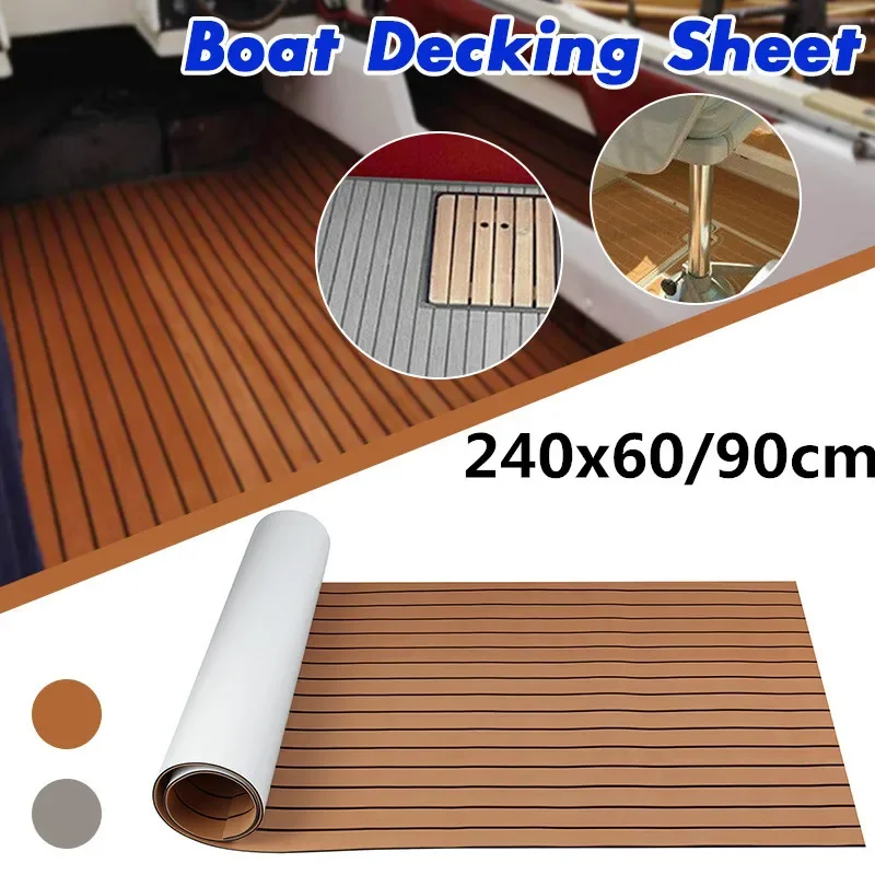 

2400x900/600x5mm EVA Foam Faux Teak Boat Decking Sheet Non Skid Self Adhesive Boat Deck Mat Yacht Marine Flooring Pad