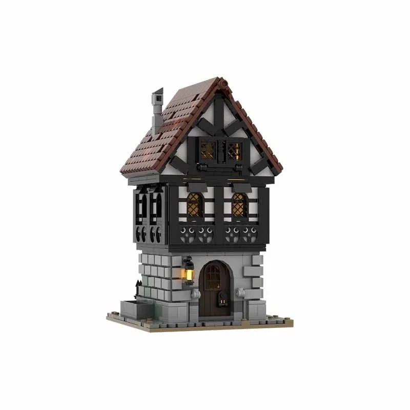 1259 Uds. MOC casa de ciudad Medieval modelo castado Juguetes de bloques de construcción construcción montar regalos de navidad Idea DIY educación