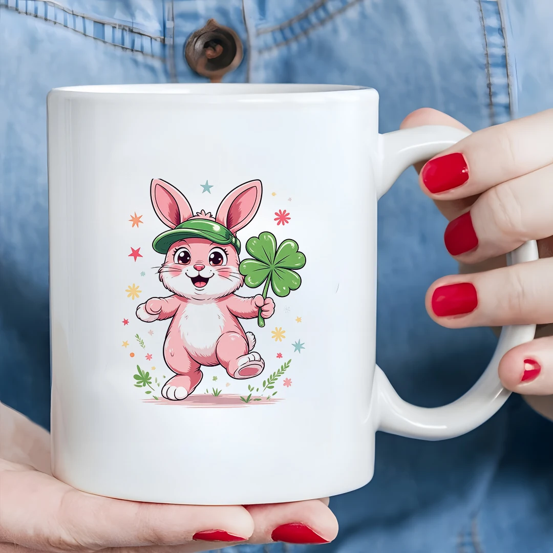 

11oz cartoon rabbit mug kids' cold & hot beverage cup Christmas gift family & office mug