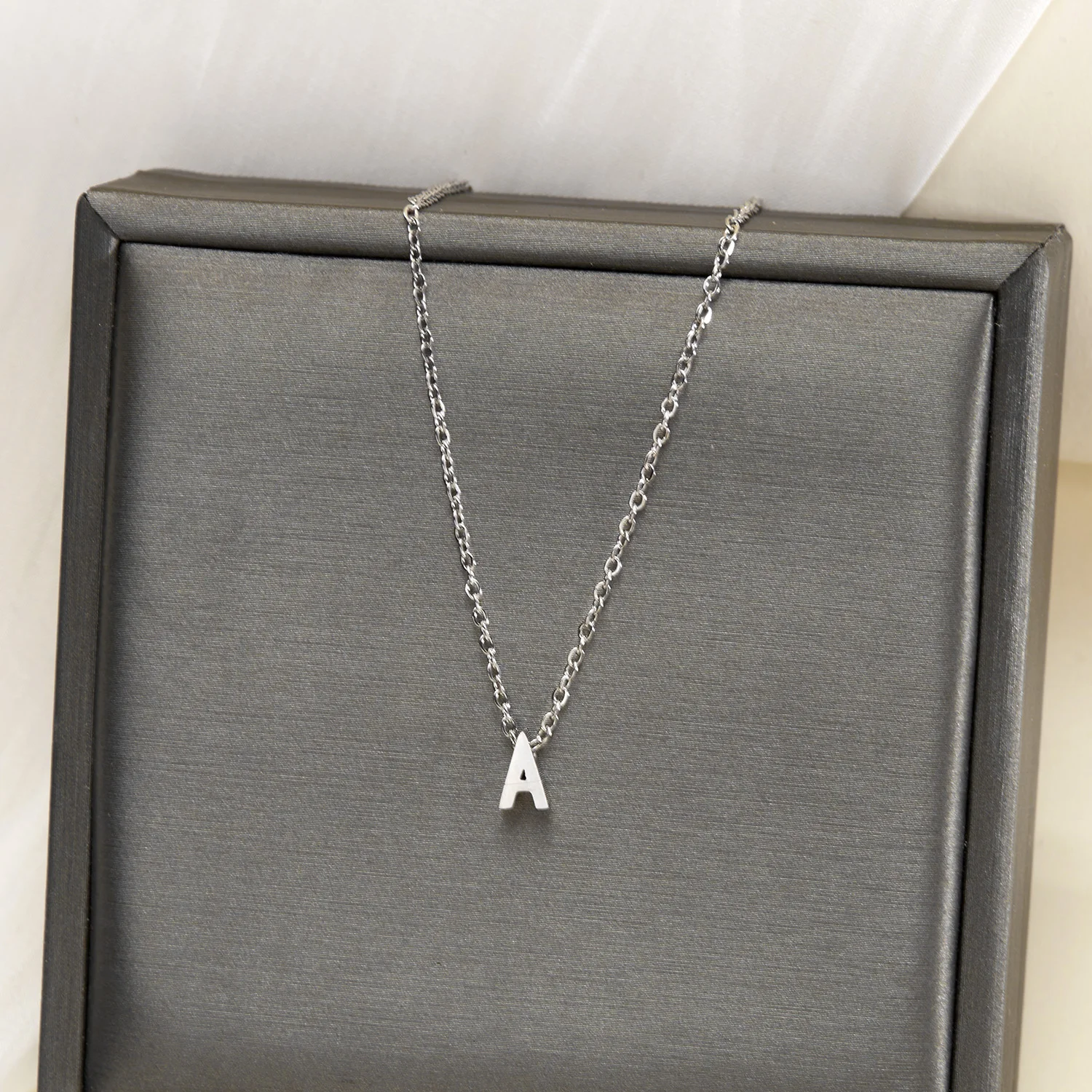 Silver Color Tiny A-Z Initial Letter Necklace for Women Stainless Steel 26 Alphabet Name Pendant Necklaces Jewelry Birthday Gift