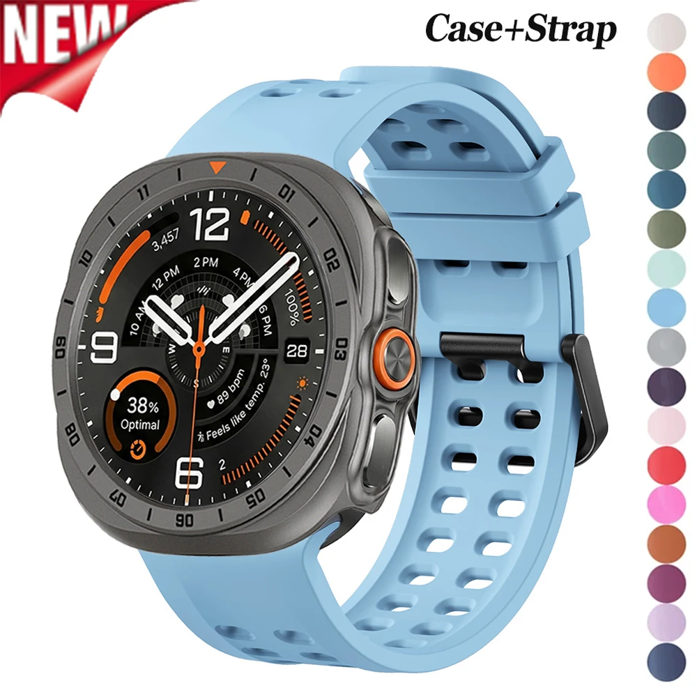 2 IN 1 Case + Silicone Strap for Samsung Galaxy Watch Ultra 2 PC Scale Protective Shell for Galaxy Ultra 2026 Band Accessory Set
