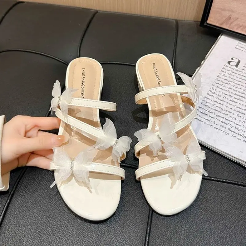 

Women's Shoes 2024 Fashion Modern Slippers Women's Slippers New Elegant Wild Casual Slippers Women Butterfly-knot Shoes Female