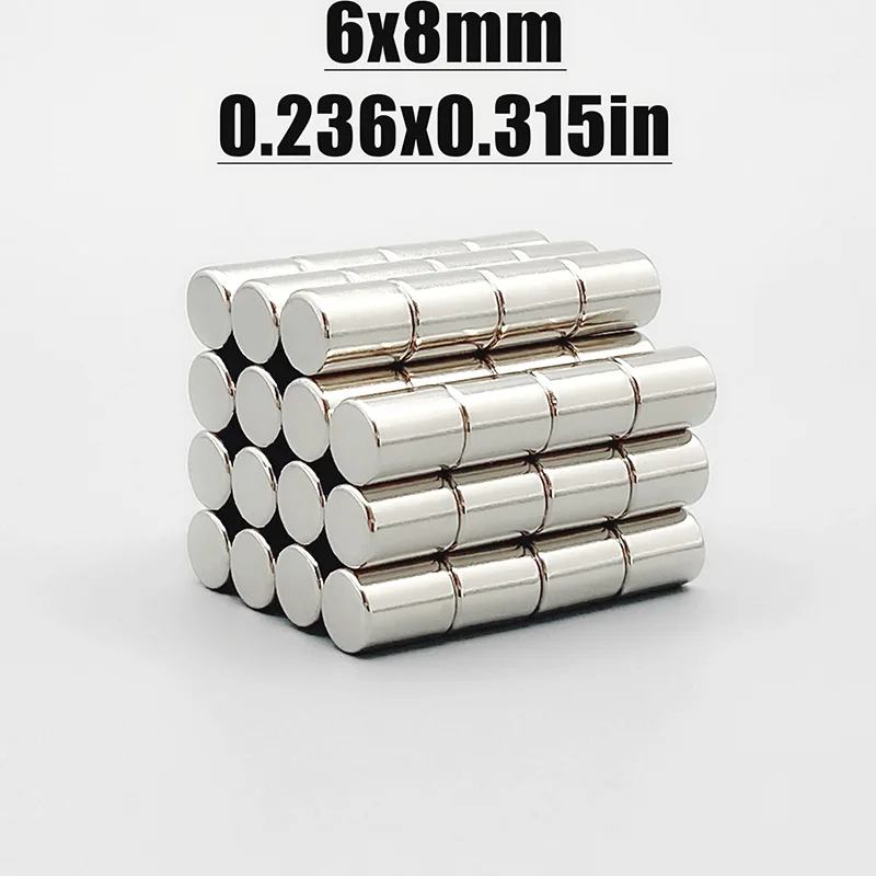 10/20/50/100Pcs 6x8 Neodymium Magnet 6mm x 8mm N35 NdFeB Round Super Powerful Strong Permanent Magnetic imanes Disc 6x8