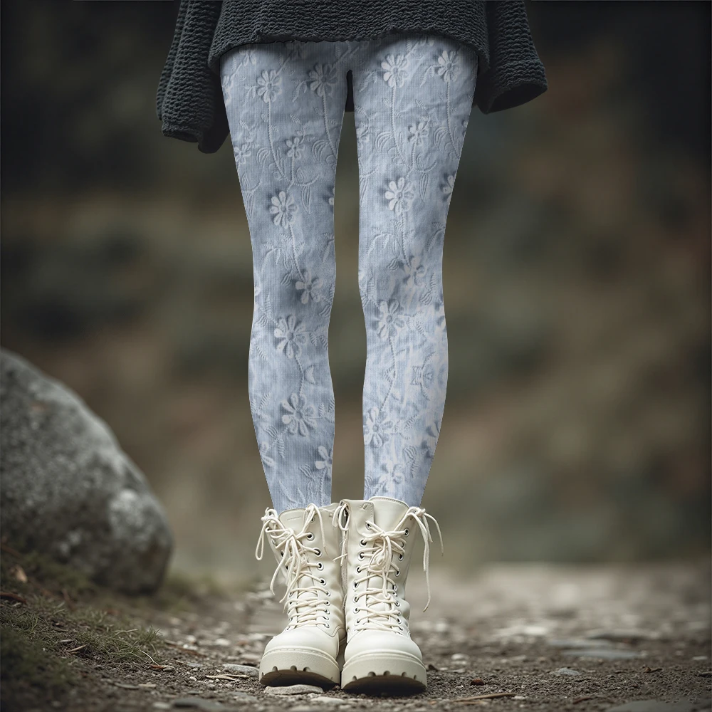 

Женские облегающие термолеггинсы с цветочным принтом, 8-видовые эластичные теплые брюки с высокой талией, повседневная одежда/колготки для активного отдыха