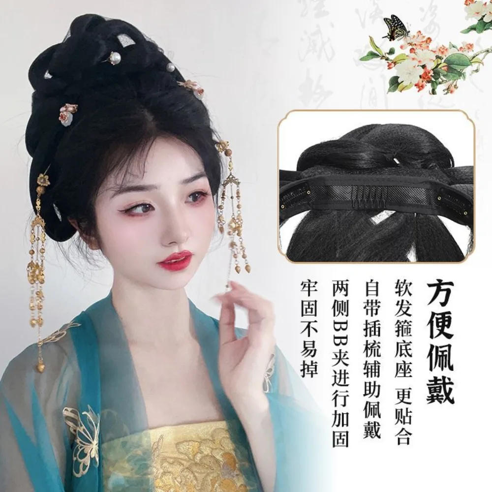 

Manchu Hairstyle Wig Bun All-in-One Easy Updo Hairpiece | Ancient Chinese Hair Accessory for Women | Clip-in Daily Hanfu Costume