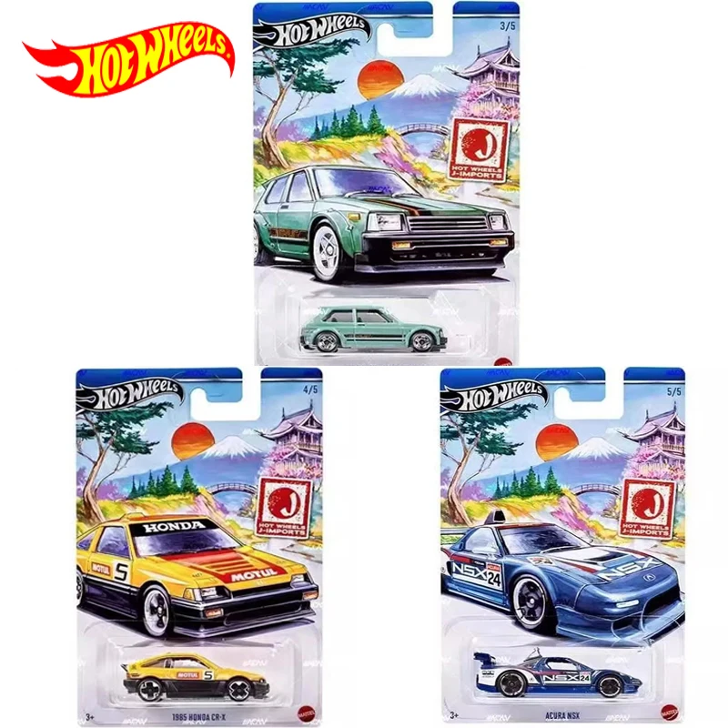 Original Hot Wheels Car J-IMPORTS 1/64 Diecast Toy per Boy Voiture Nissan Skyline 2000GT 1985 Honda CR-X Toyota Mazda Acura Gift