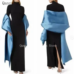 Qanz dubai abendkleider schlitz meerjungfrau saudi arabien formelle anlass kleider schal high neck vestidos de noche elegantes 2024