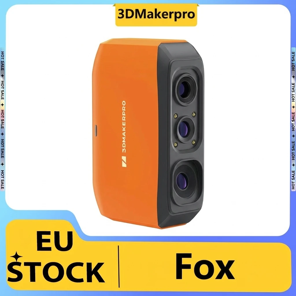 Scanner 3D 3DMakerpro Fox, tracciamento visivo AI, precisione di 0,07 mm, risoluzione di 0,10 mm, sorgente luminosa NIR, scansione senza marcatori, frequenza di 10 fps, compatibile con