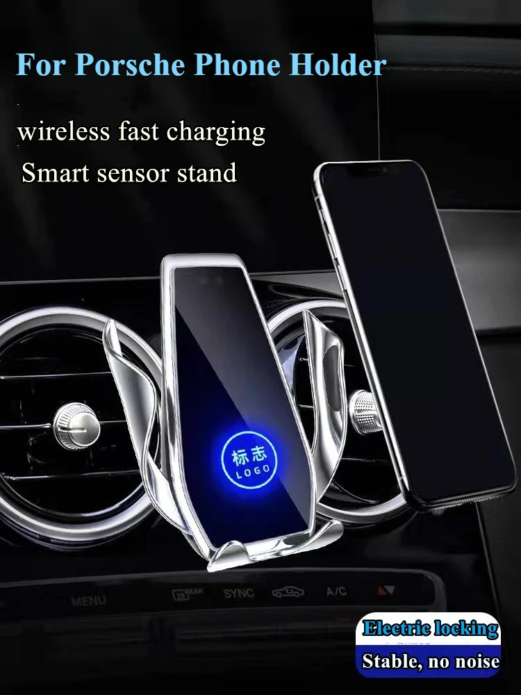 Car Mobile Phone Holder Wireless Charger GPS Mount For Porsche 911 718 Panamera Cayenne Coupe Macan