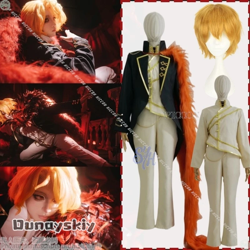 

Anime Game Limbus Company Cosplay Sancho Costume Vintage Palace Style Coat Pants Long Haired Collar Shawl Halloween {Dream ZS}