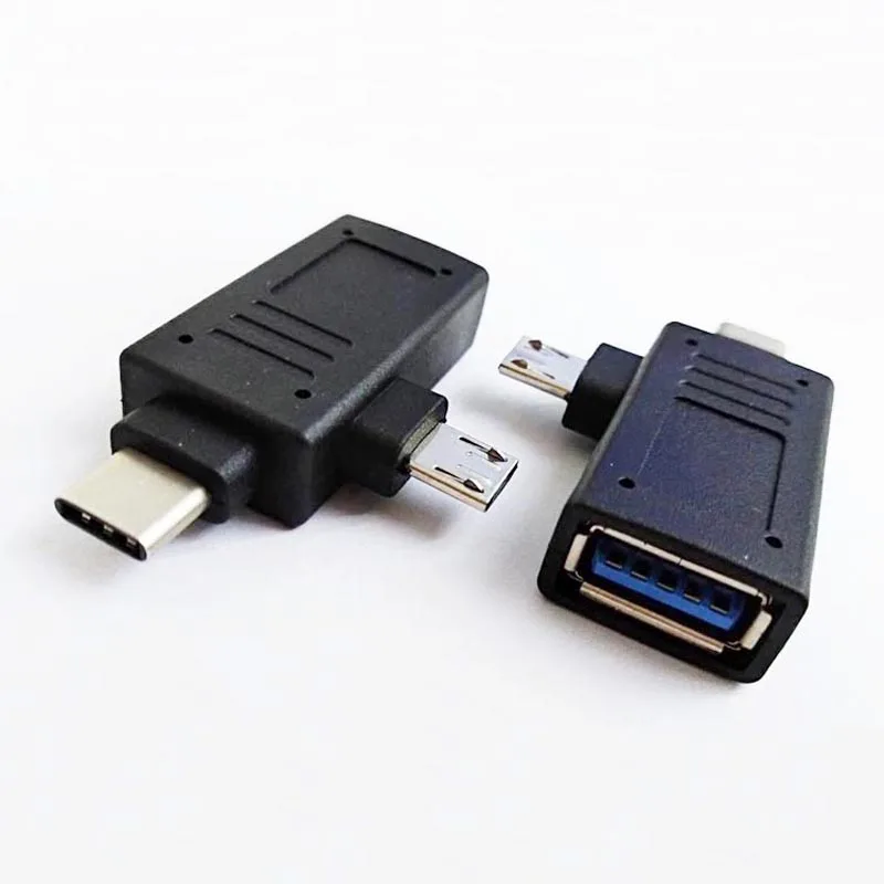 NCHTEK 2 In 1 USB 3.1 Type C + Micro USB Male To USB3 .0 Female OTG Adapter Converter/Free shipping/2PCS