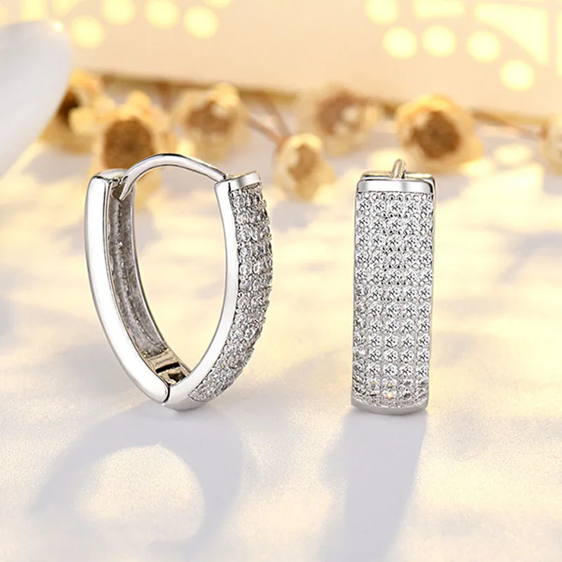 Exquisite Zircon Arrangement 925 SIlver Needle Crystal Earring Fashion Zircon Circle Hoop Earrings For Woman New Jewelry