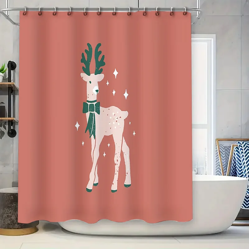 

Deer Shower Curtain Forest Animals Bathroom Decor Nature Woodland Shower Liner Vintage Rustic Home Decor Holiday Gift