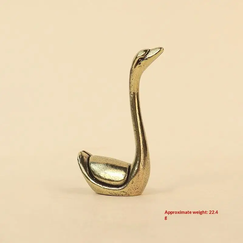 Messing-Schwan-Miniaturfigur, Vintage-Metall-Tierstatue, Tischdekoration, Sammlerstück, Kunsthandwerk-Ornament – Detail 7