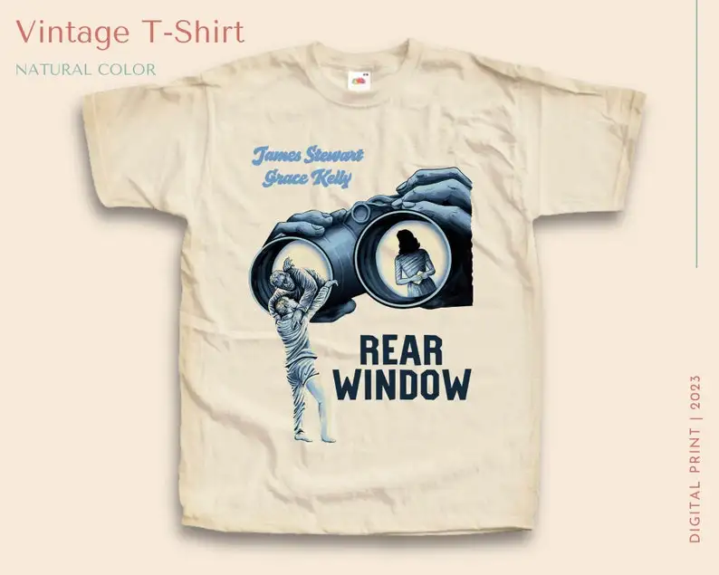 Vintage TShirt Rear Window NATURAL color Men Woman Unisex T-Shirt Digital Print Sizes