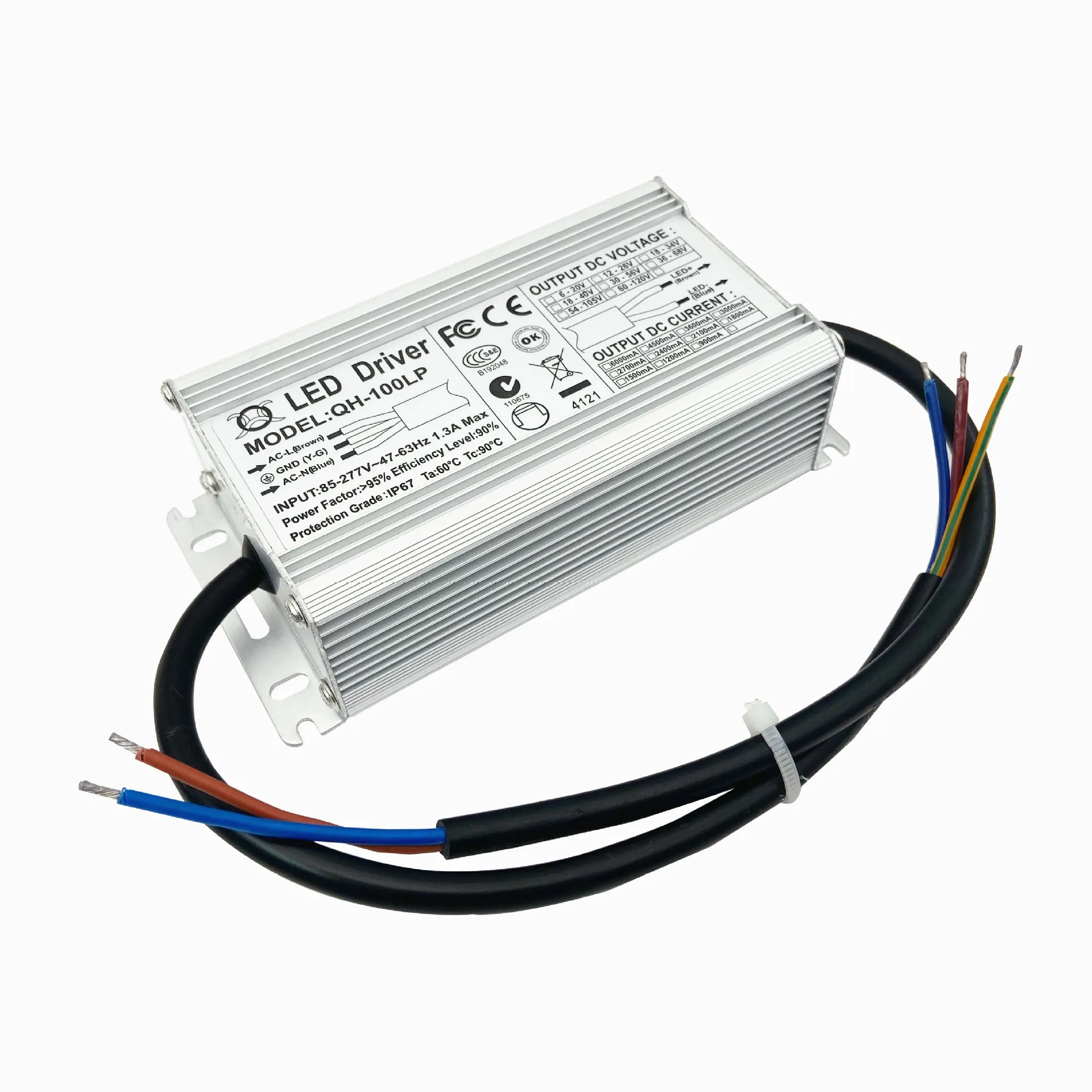 Constant Current LED Driver 1200mA 1500mA 1800mA 2100mA 2400mA 2700mA 3000mA 80W 90W 100W Waterproof IP67 Lighting Transformer