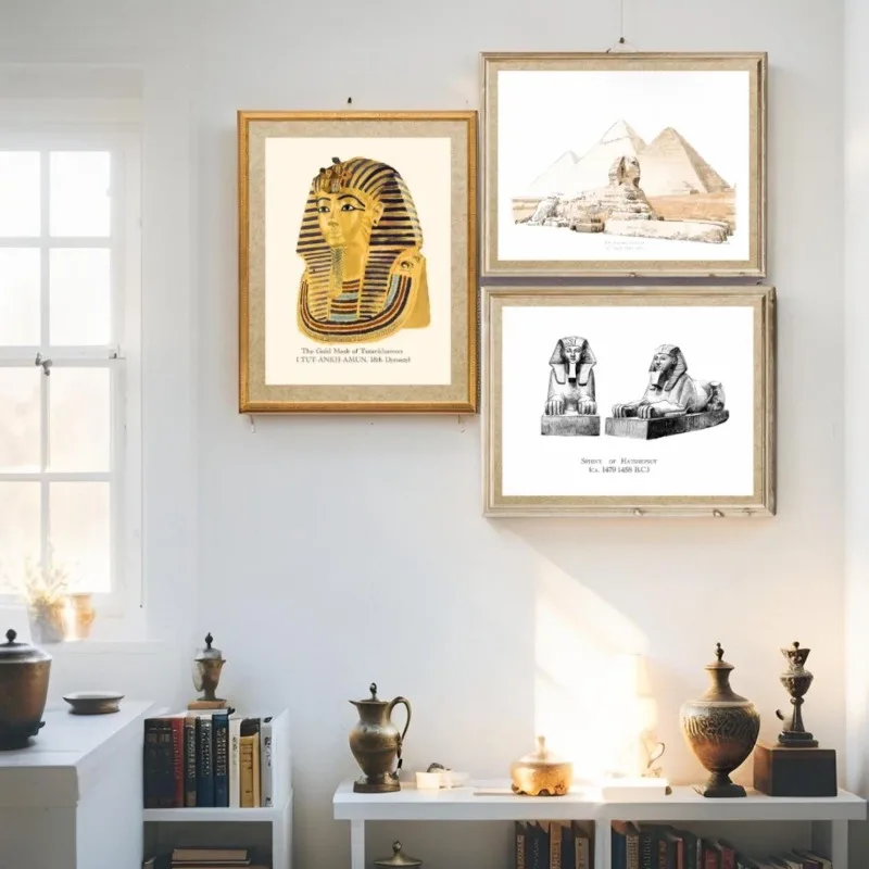 

Древний Египет, художественный холст, принт, Majestic Sphinx & Queen Nefertiti, бюст, постер, исторический декор, уникальная идея египетского подарка без рамы