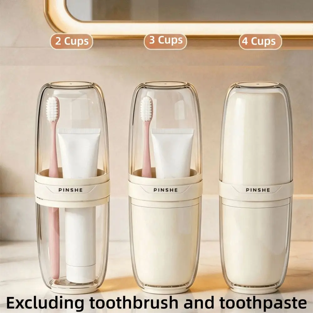2/3/4 Cups Portable Mouthwash Cup Rounded Rim Ventilated Bottom Toothbrush Storage Box Split Design Toothbrush Holder Cup