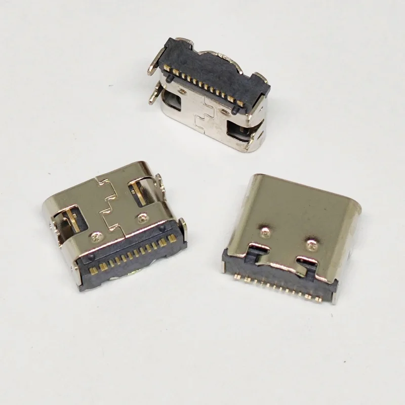 10Pcs USB 3.1 Type C 16Pin Female SMT Socket Charging Port Support Pins Through PCB board Hole type-c Connector