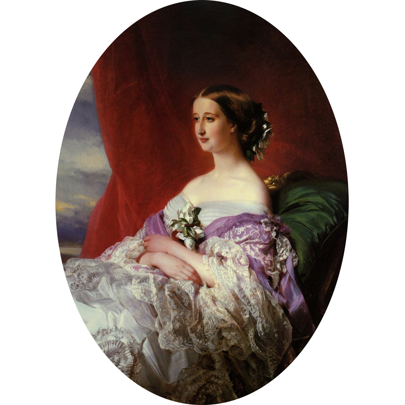 hand painted high quality reproduction of Empress Eugenie by Franz Xaver Winterhalter Classical figure painting for home deco