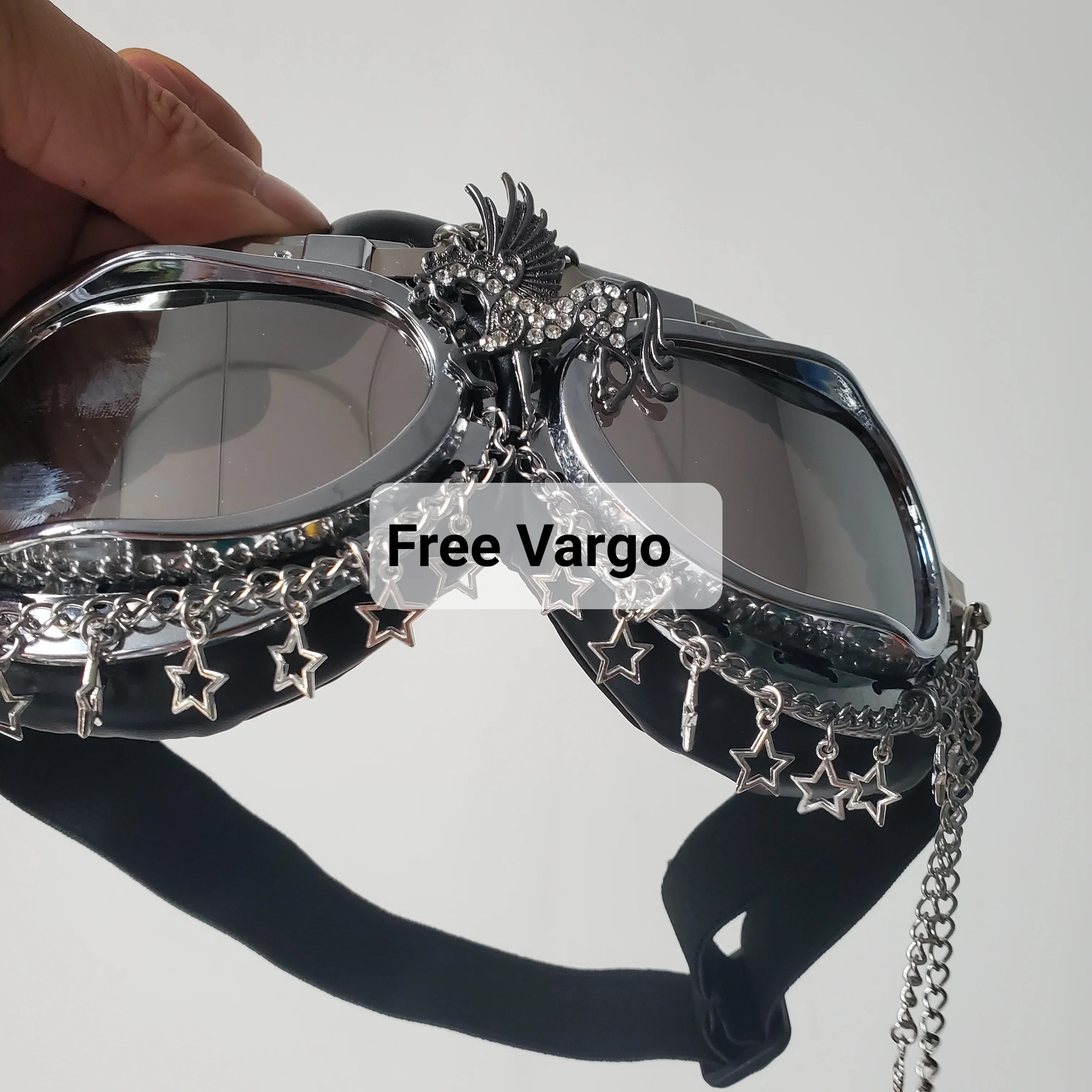 Holographic Rave Streampunk Burning Man Chain Skull Bird Head Spike Costume Cyber Goth Goggles Masquerade Mask For Women