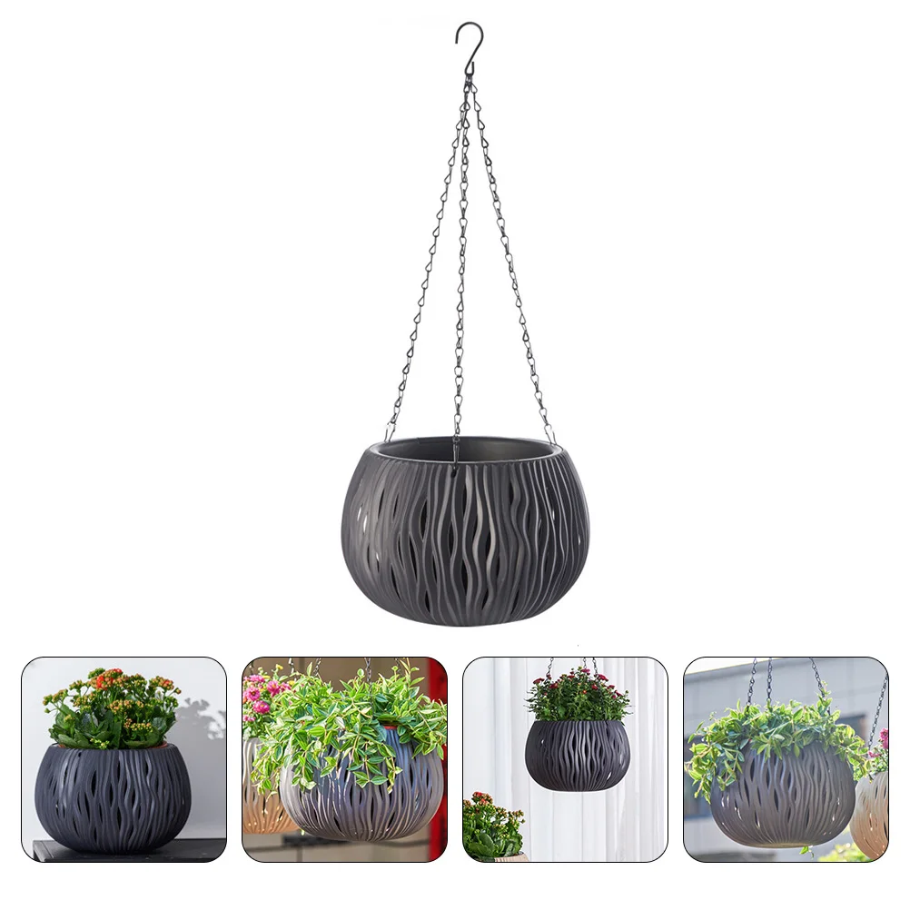 

Imitation Rattan Hanging Basket Flower Pot Durable Plastic Planters Balcony Decor Hanging Planter Flower Vase Small