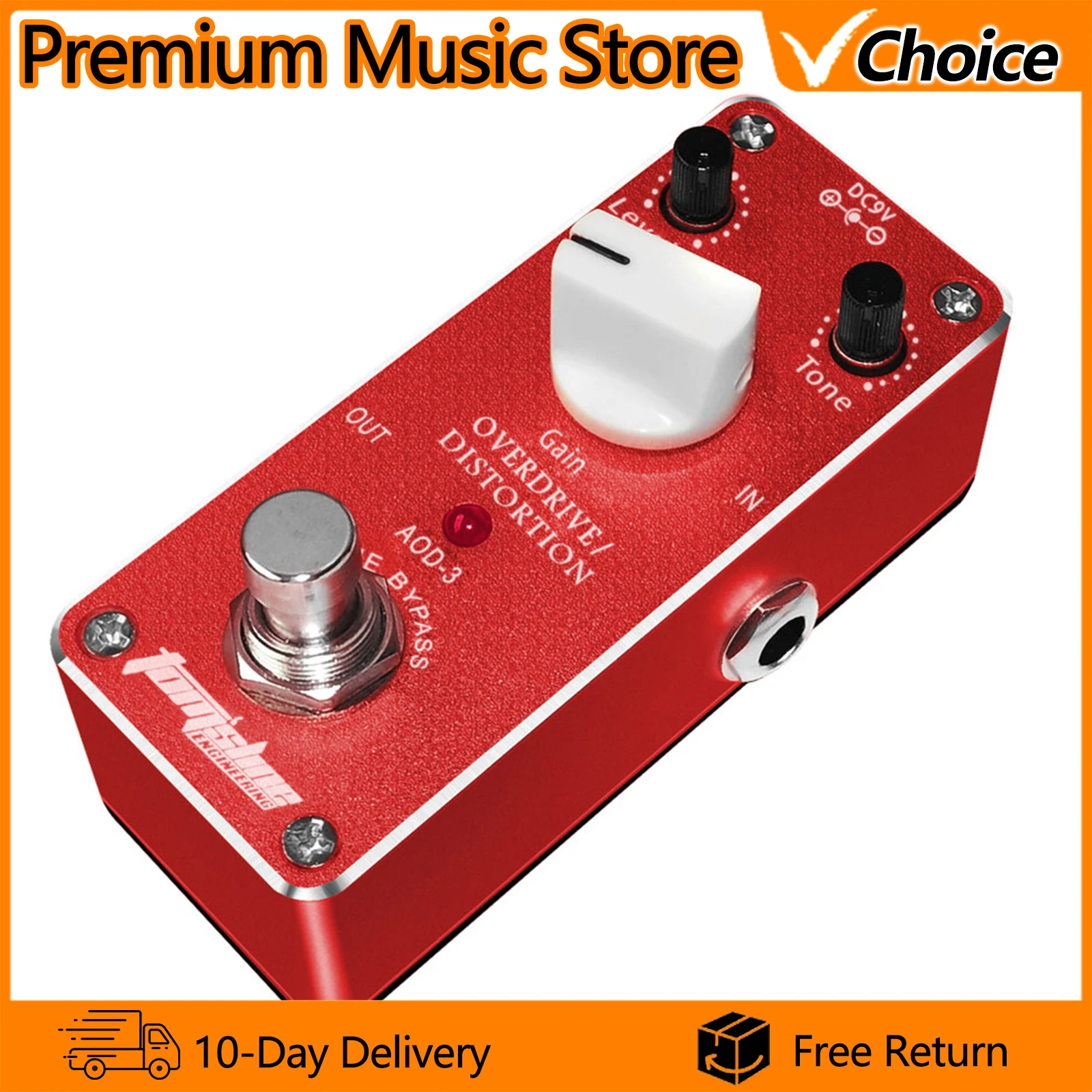 

Электрогитарная педаль эффектов AROMA AOD-3 Overdrive Distortion, корпус из алюминиевого сплава, True Bypass, запчасти и аксессуары для гитар