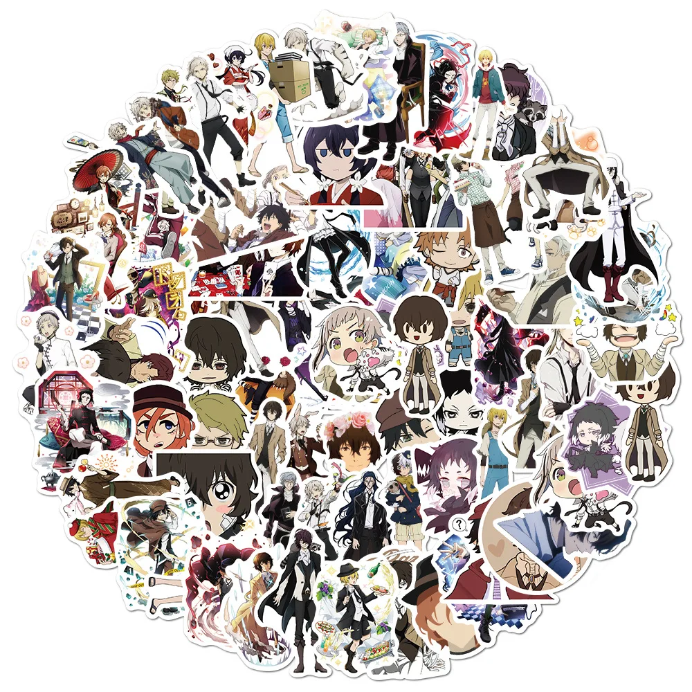 Pegatinas de dibujos animados de Bungo Stray Dogs, 10/30/50/100 piezas, Graffiti impermeable, para monopatín, teléfono, portátil, calcomanías de Anime geniales, decoración