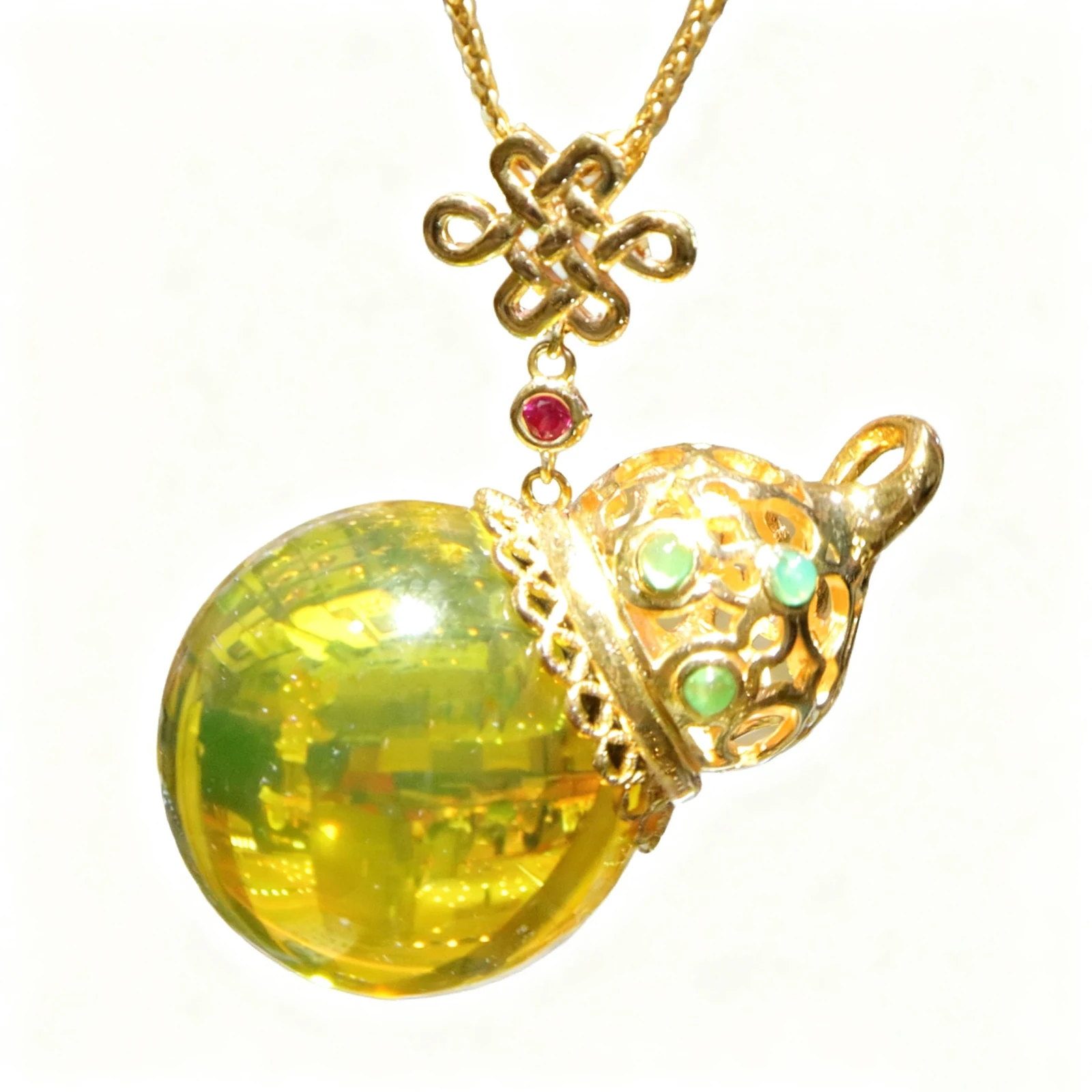 Natural Mexican Blue Amber Pendant Sterling Silver 20mm Hollow Filigree Gourd Calabash Necklace for Women