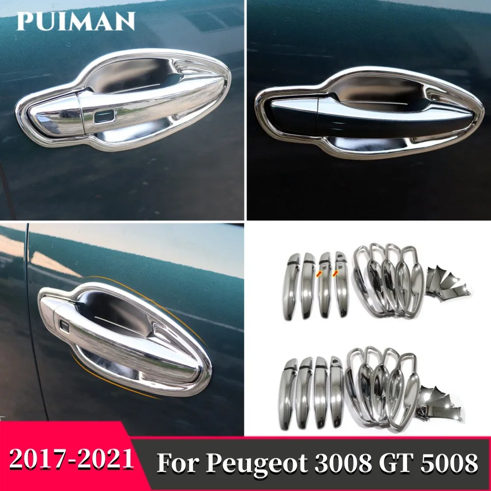 

For Peugeot 3008 3008GT 5008 2017 2018 2019 2020-2021 Car Door Handle and Door bowl cover trim ABS Chrome Exterior Accessories