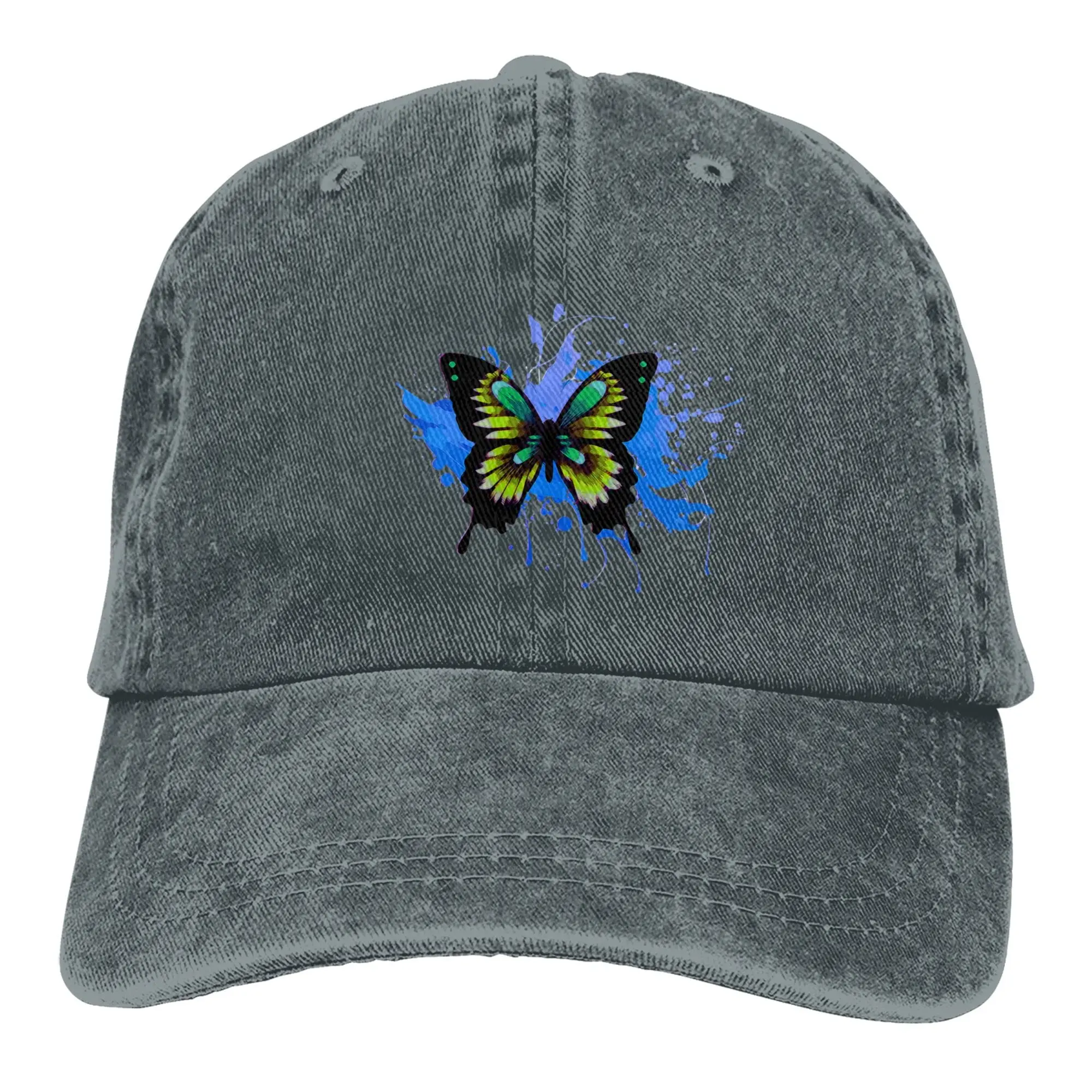 Blue Butterfly Baseball Cowboy Cap Adjustable Unisex Adult Vintage Cotton Hats for Women Men Outdoor Sport Denim Dad Hat