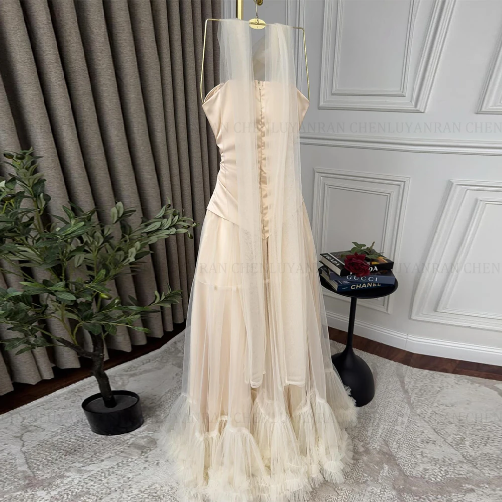 MOLISA Elegante Tüll-Party-Abendkleider 2025, maßgeschneidert, ärmellos, A-Linie, trägerlos, langes formelles Anlasskleid