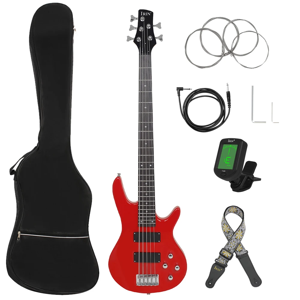 

IRIN 5 Strings Bass Guitar 24 Frets Maple Body Neck Electric Bass Guitar Stringed Musical Instrument With Guitar Accessories