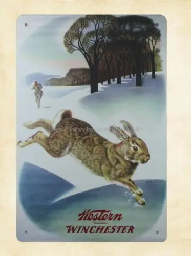 decorative WESTERN WINCHESTER Rabbit Hunting metal tin sign