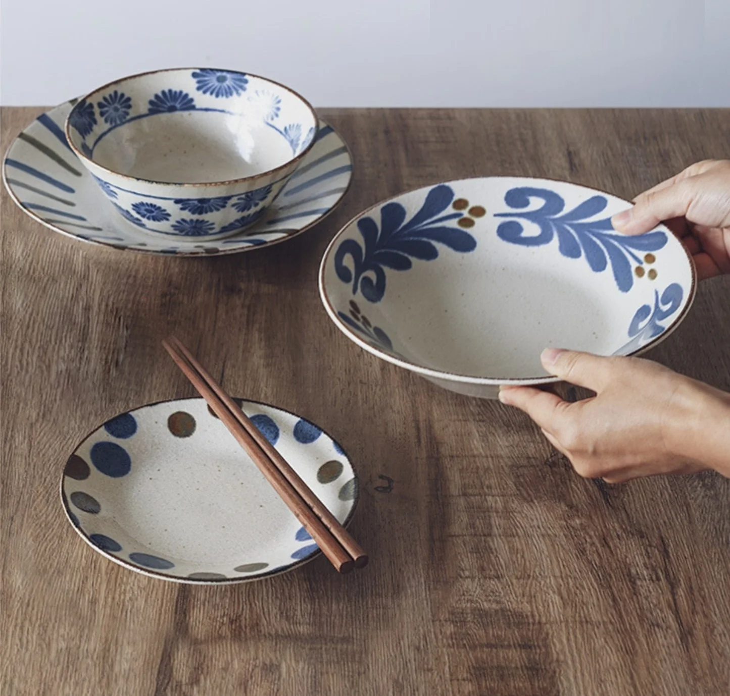 Japanese Ceramic Rice Soup Noodle Bowl Multi Patterned Tableware