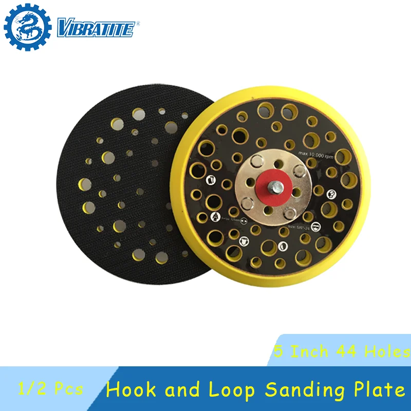 5 Zoll 125mm 44-Loch Schleifunterlage 1/2 Stück 5/16"-24 Gewinde Klett-Schleifpad für Exzenterschleifer Polieren