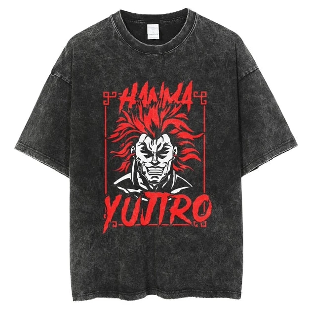 

Yujiro Hanma Ogre Graphic Tee Acid Washed Oversized Crewneck Cotton Punk Streetwear Men’s Women’s 2026 Distressed Beast Tees