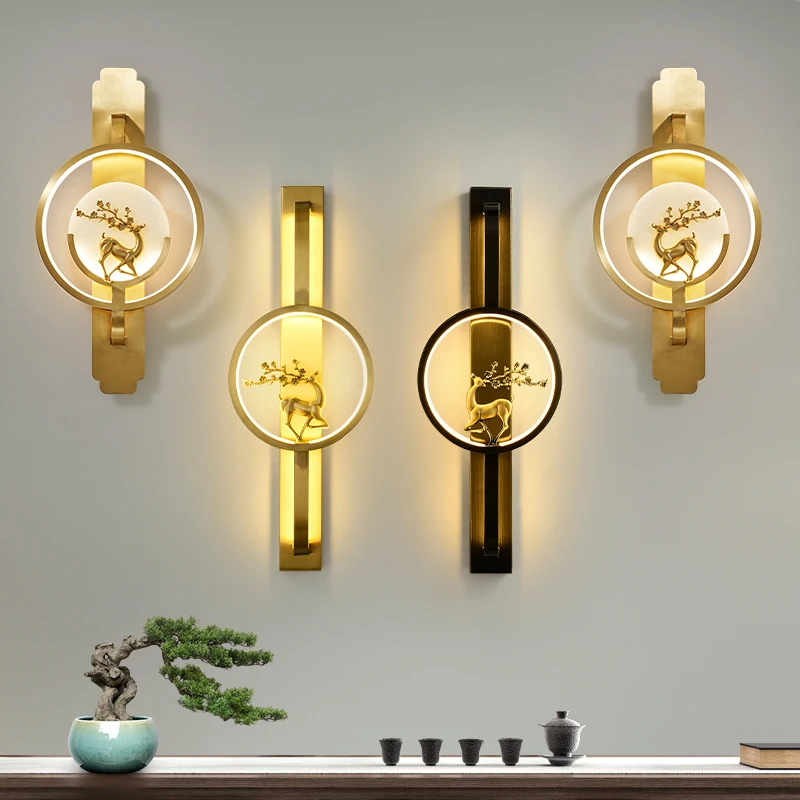 8M Brass Wall Lamp LED Modern Luxury Sconce Light Interior Decoration Household Bedroom Bedside Living Room Corridor Lightin