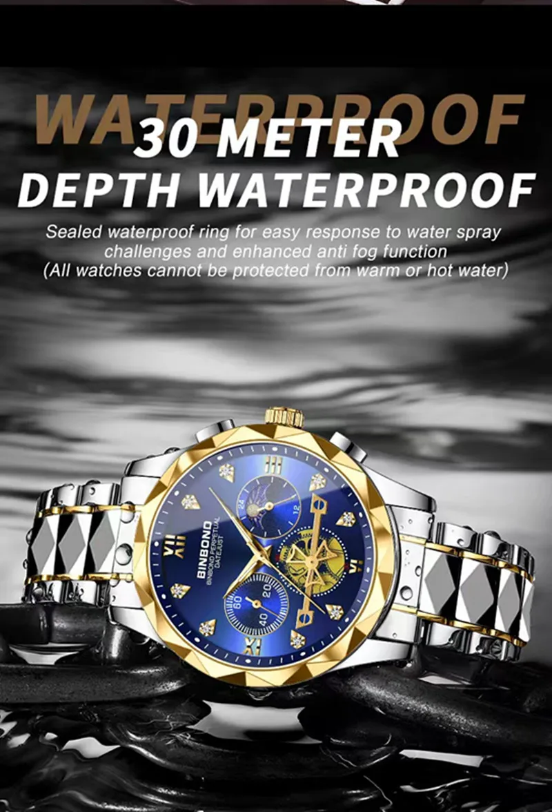 Luxury Man Wristwatch Waterproof Luminous Chronograph Watch for Men Stainless Steel Men\'s Quartz Watches reloj hombre