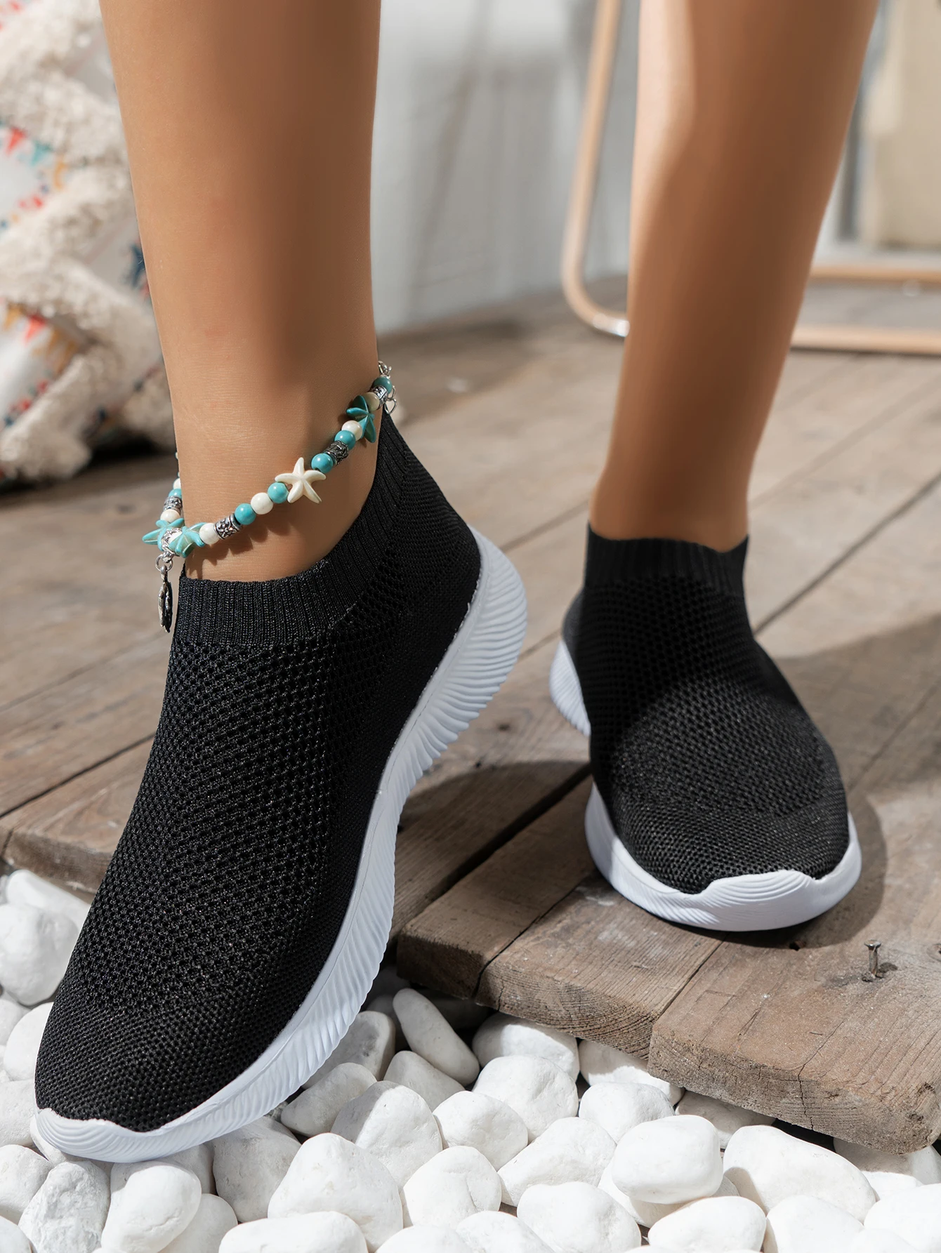 Plus Size 46 Breathable Mesh Platform Sneakers Women Slip on Soft Ladies Casual Running Shoes 2022 Woman Knit Sock Shoes Flats