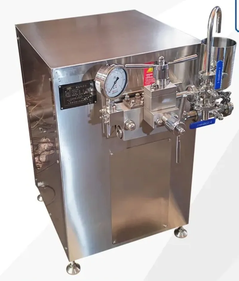 Factory Direct Supply Small Scale High Pressure Homogenizer with Mixing Bucket for Noni Juice Beverage Lab Use