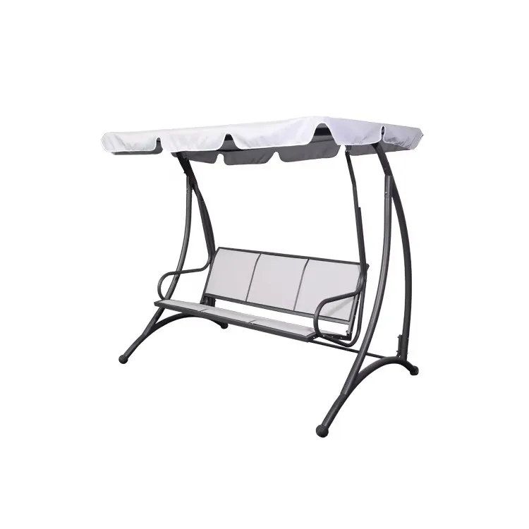 

3-Seater Outdoor Swing Chair with Stand and Roof Love Seater Swinging Chair for Patio and Garden