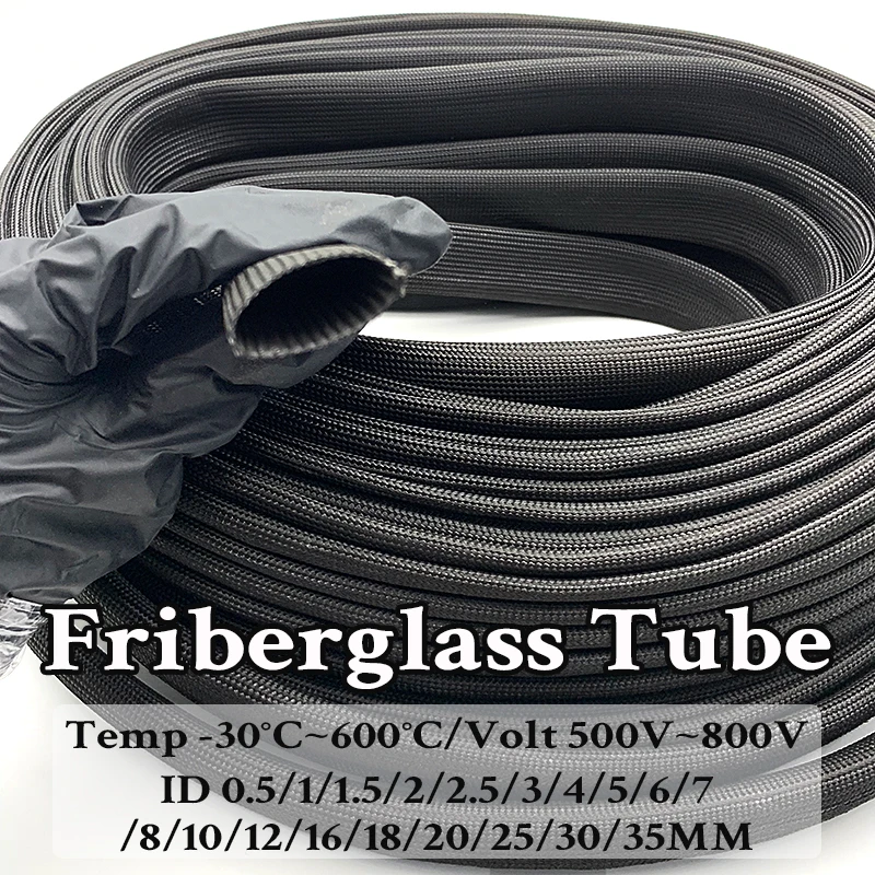 

600 ℃ black glass fiber pipe, inner diameter 0.5-35mm, fireproof, heat insulation and anti-aging insulation protection pipe.