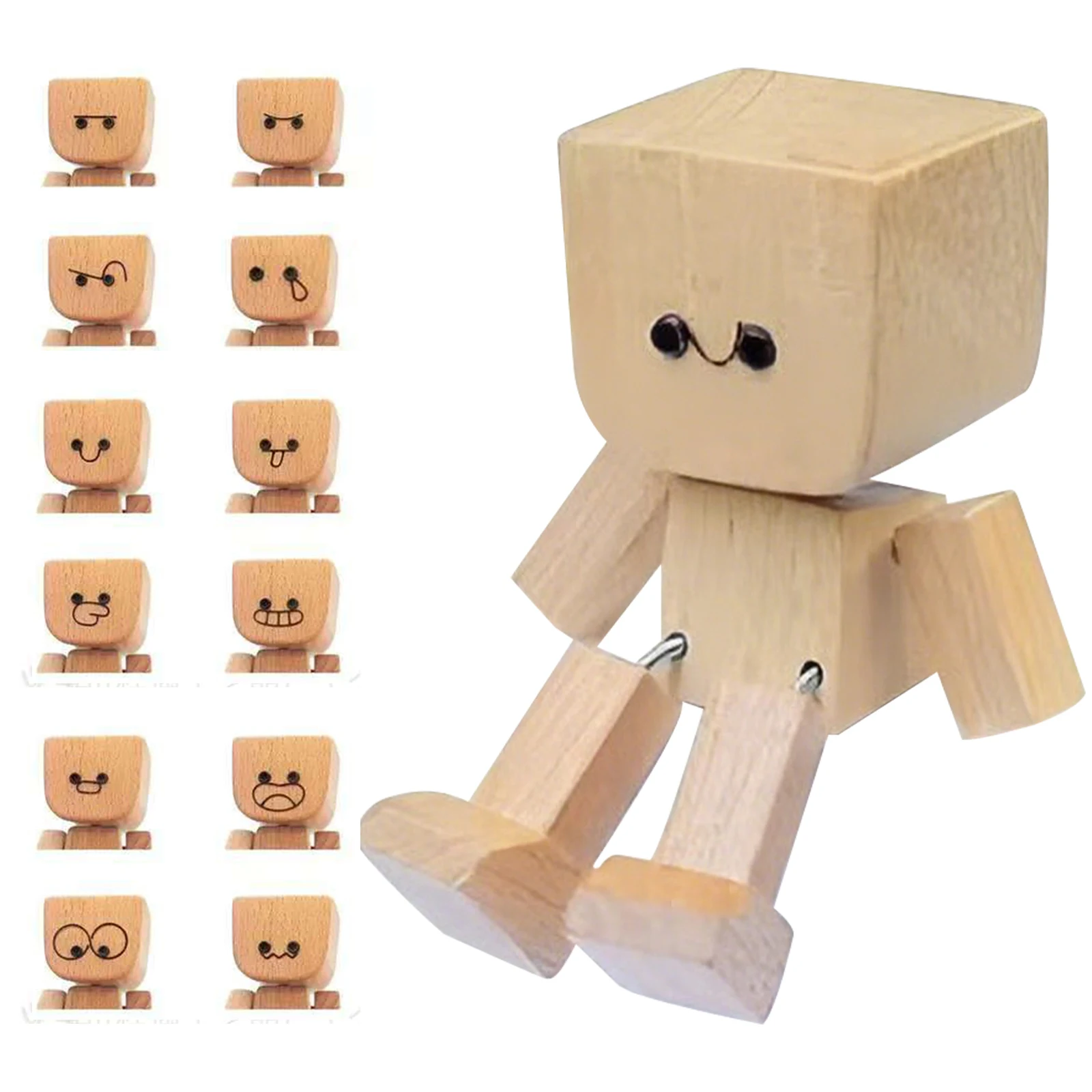 شخصية خشبية صغيرة ساحرة، شكل خشبي يهز القدمين، زخرفة دمية خشبية متأرجحة للمكتب والديكورات الداخلية للسيارة #2