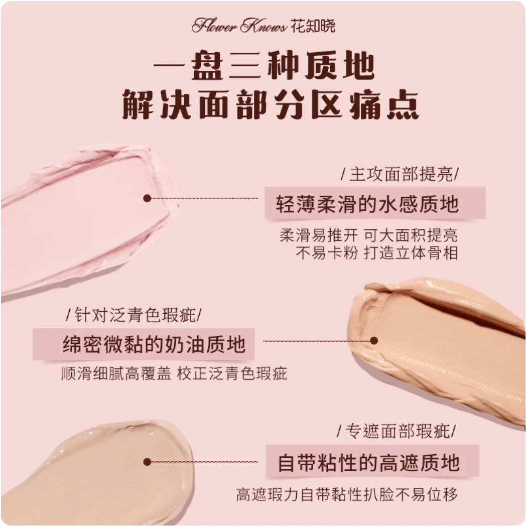 Paleta korektorów Flower Knows The Sweetie Bear Collection, 4 kolory, 6.4g, rozświetlająca, kremowa, z wysoką kryciutkością, naturalny makijaż twarzy, kosmetyki.