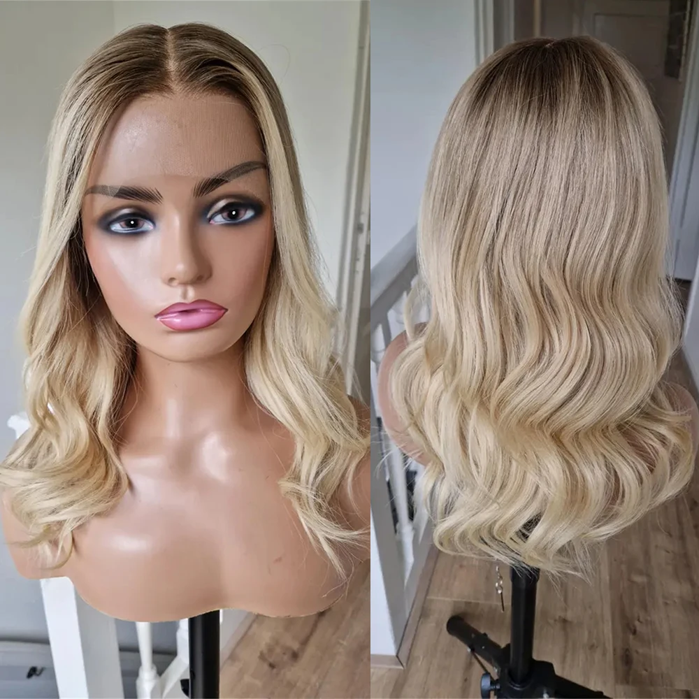 

Синтетический парик омбре с кремово-русыми прядями и HD-невидимым кружевным фронтом, предварительно проработанный, с естественной волной, для женщин, для повседневного использования и вечеринок